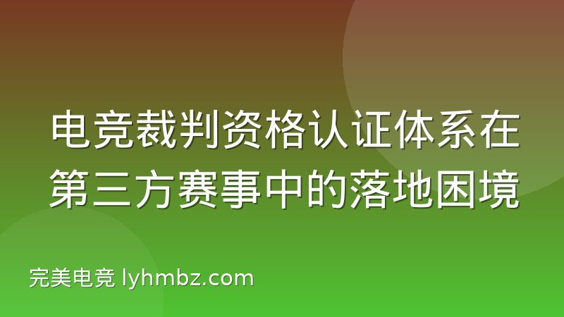 电竞裁判资格认证体系在第三方赛事中的落地困境